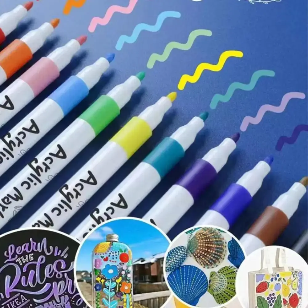 Quick-Drying Acrylic Paint Markers DIY Hand Drawn Graffiti 12-48 Color Painting Pigment Pen Painting Stone Art Painting Supplies