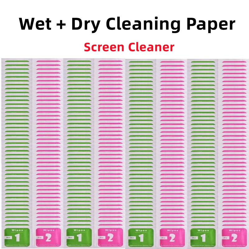 500PCS Wipes Paper Wet And Dry Professional Screen Cleaning Paper Film Tools Removes Excess Dirt Clean Screen Alcohol Cloth