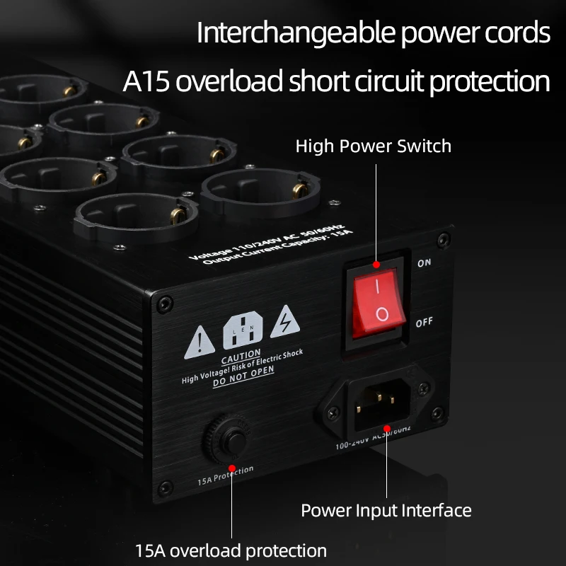 HiFi Power Filter for Audio Equipment Hi-end Anti-interference PA Audio Power Purifier with EU/US/Universal Sockets Power Strip