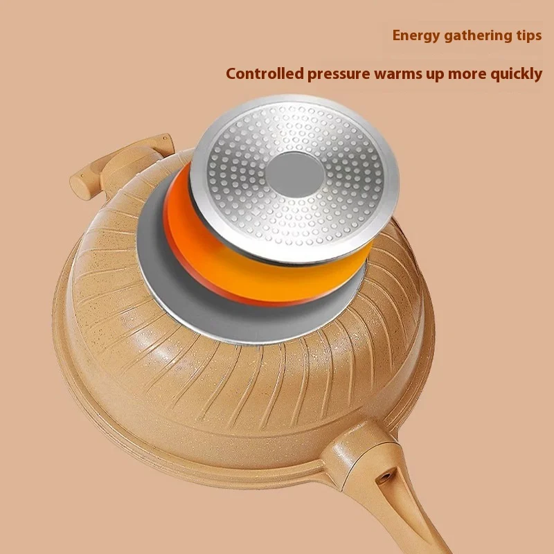 Maifan Stone Household Clay Ceramic Rock Non-Stick Pan Micro Pressure with Steamer Fume-Free Wok for Gift Wholesaling