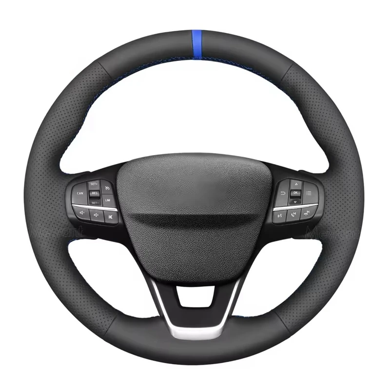 Car Steering Wheel Cover Microfiber Leather For Ford Bronco Sport Escape E-Transit Maverick Transit Kuga III Puma Fiesta VII