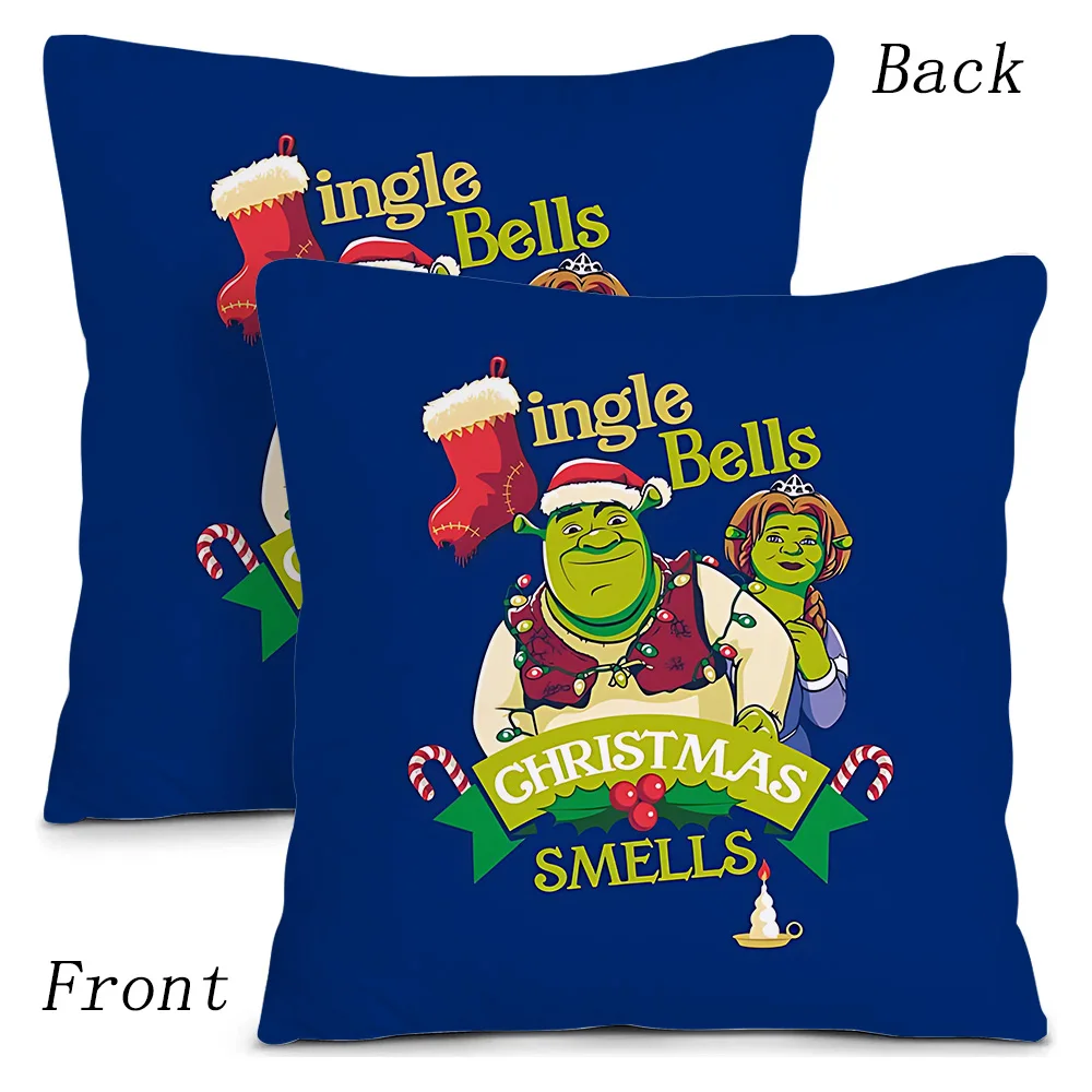 Fantasy movie funny Shrek Pillow Covers Cartoon Sofa Decorative Home Double-sided Printing Short Plush Cute Cushion Cover