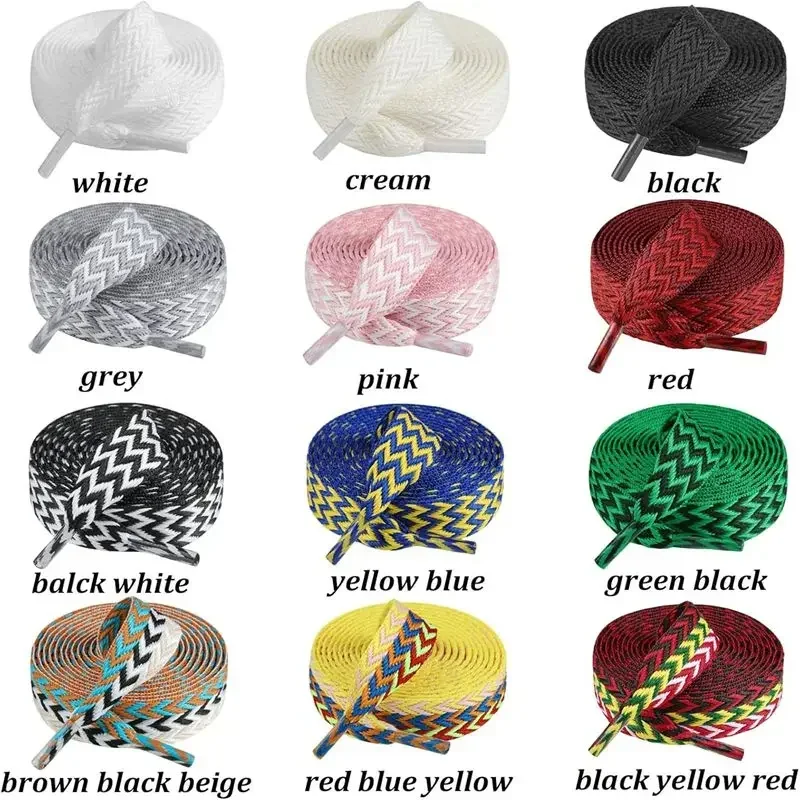 1.5cm Width Thick Flat Shoelaces Sneaker Shoe Laces for Basketball Tennis Sports Shoes Shoelace Wavy Bread Rope Shoes Strings