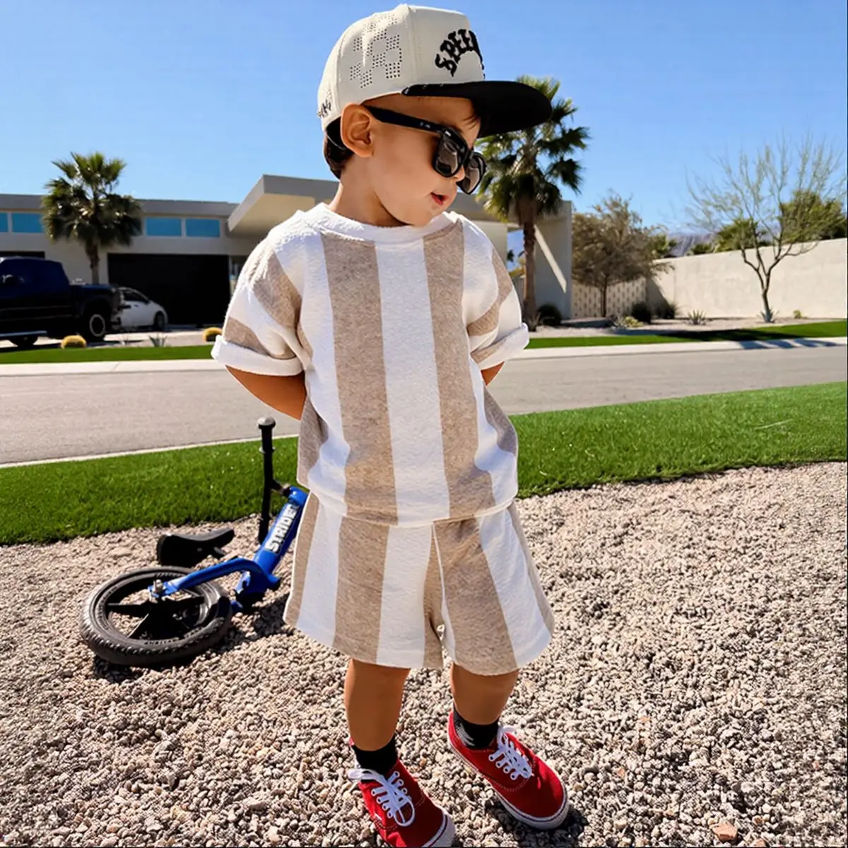 Summer Baby Clothes Girls Boys Stripe T-shirt Shorts Set Breathable Girls Vest Short Sleeved Shorts Set 0-3Y