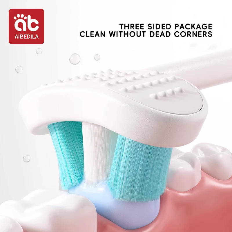 3Dステレオ3面歯ブラシ,超微細,柔らかい髪,赤ちゃん用,舌スクレーパー,ディープクリーニング,健康,口腔ケア,歯ブラシ