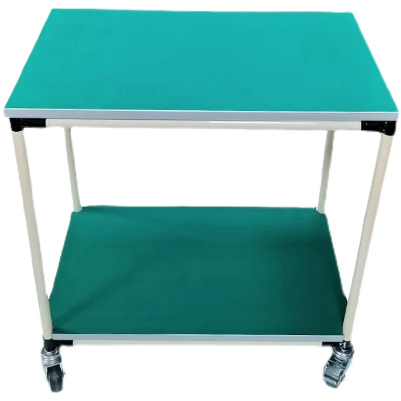 

Workshop anti-static workbench mobile tool cart Xiaoping table lean tube material rack two-layer turnover cart with wheels