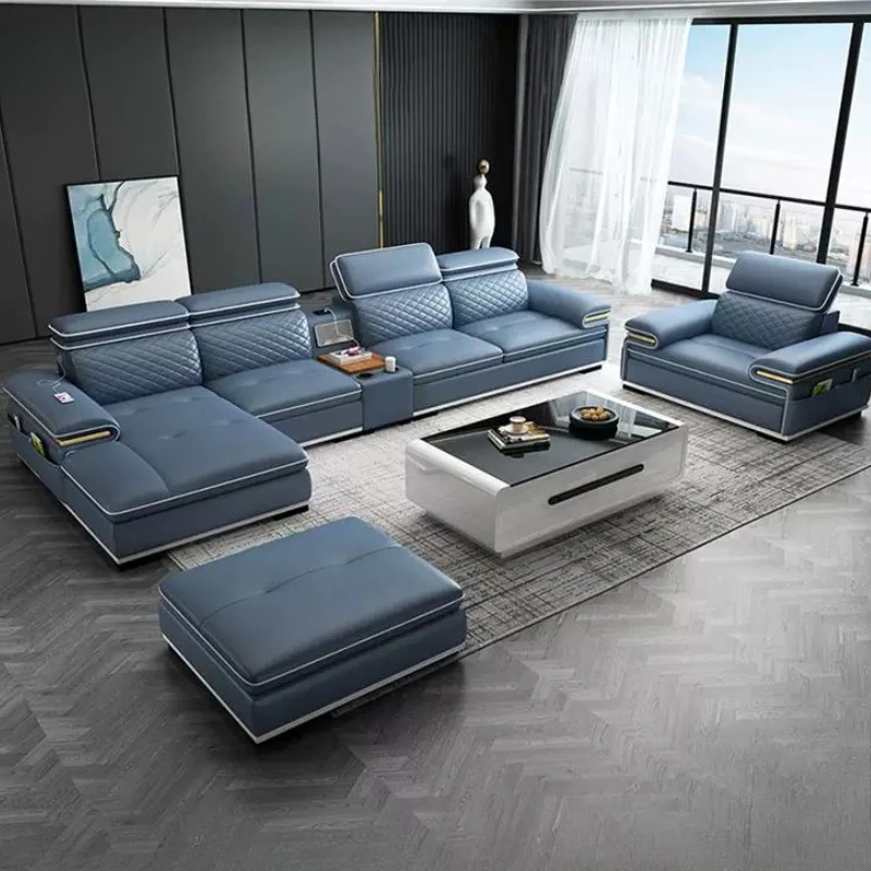 Lounge Recliner Designer Decor Sponge Relaxing Couch Armchair Leather Divano Trendy Furniture Corner Luxury Living Room Sofas