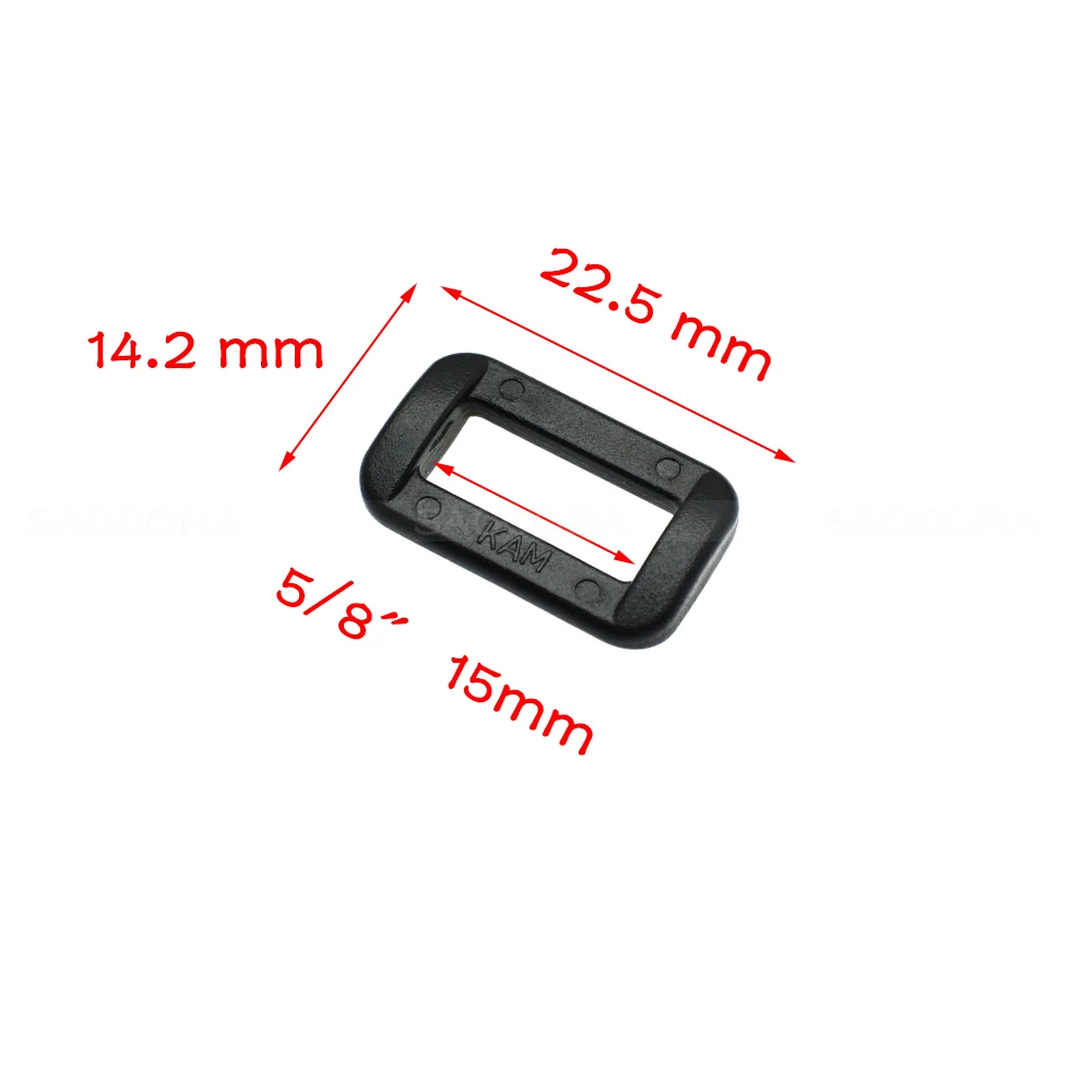 2pcs Plastic Rectangle Rings Loops Adjustable Buckles Backpack Straps Webbing Bag Parts Accessories Black