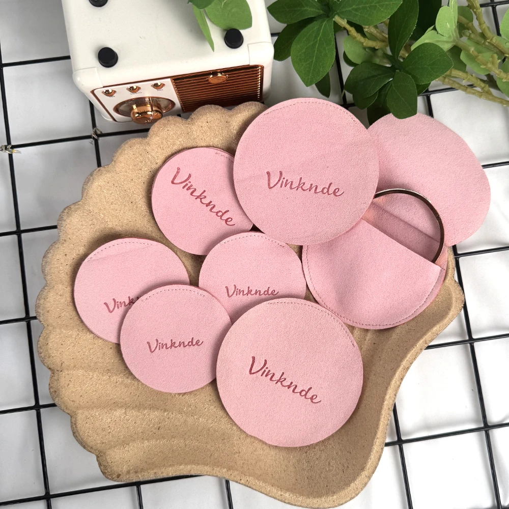 

Персонализированный логотип, 100 шт., 8x8 см, круглая мягкая розовая сумка из микрофибры, подарок для ювелирных изделий, серьги, браслет, кольцо, посылка, органайзер, сумка