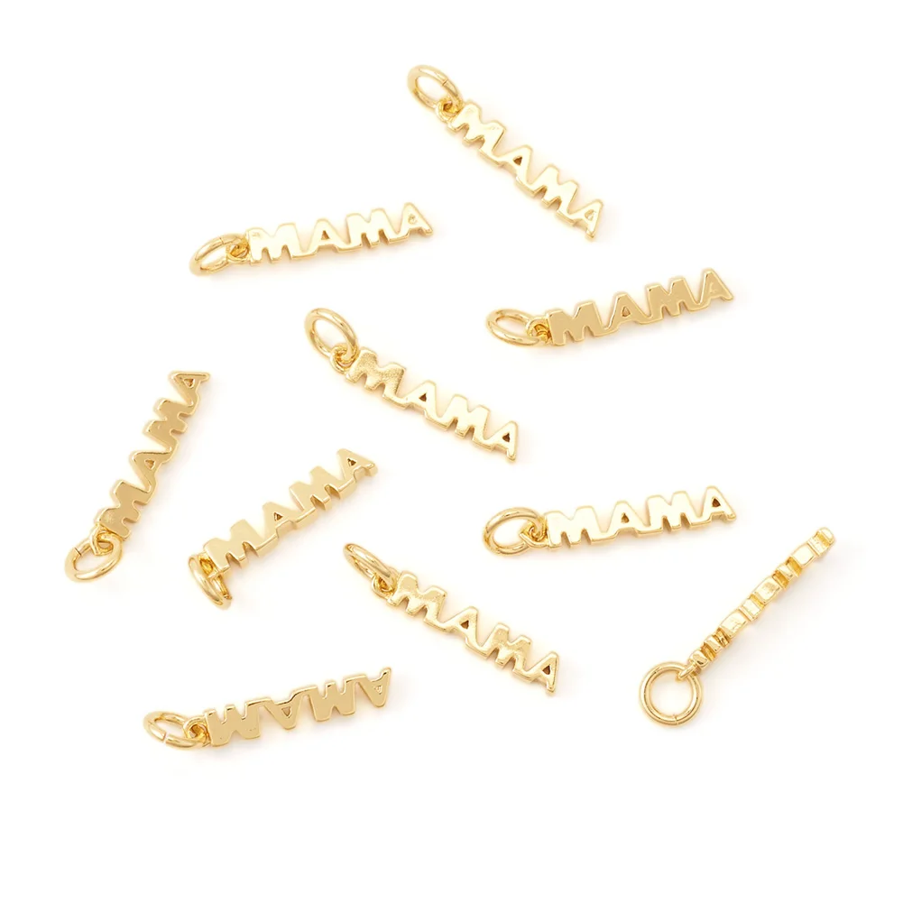 

10pcs Word MAMA Brass Pendants Charms with Jump Ring for Women Earrings Jewelry Making Mother's Day Gifts