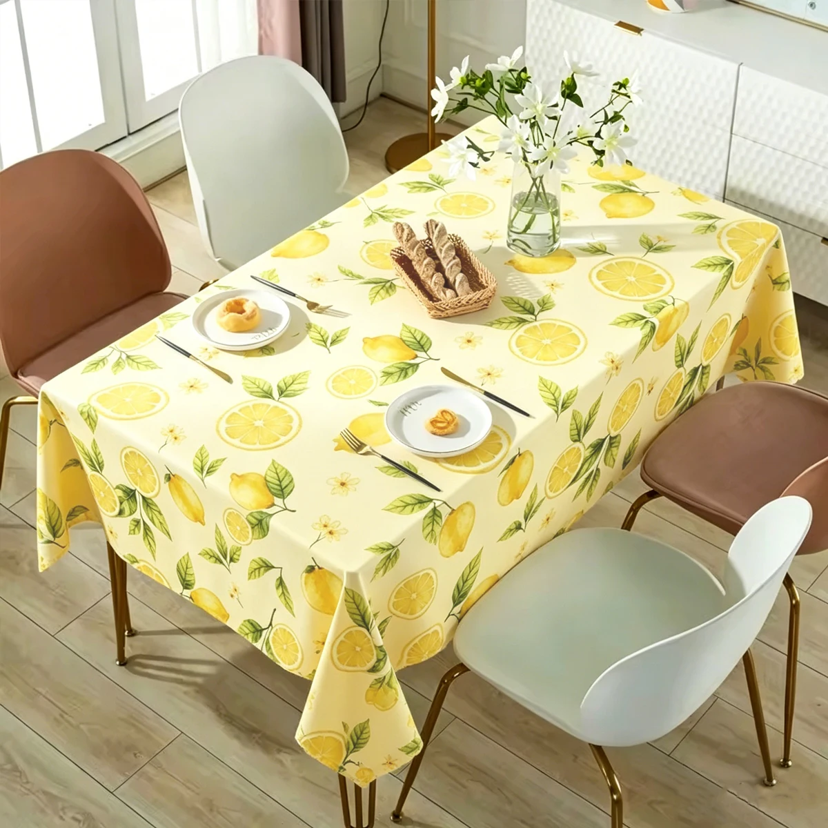 Lemon Printed Rectangular Tablecloth, Suitable for Seasonal Holiday Parties, Holiday Gatherings, And Party Outfits