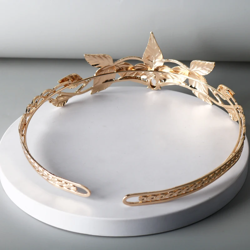 Leaf Style Wedding Party Crown Bridal Tiara Vintage Bride Hair Hoop Golden/Sliver Bride Head accessori donna Jewelry Hairband