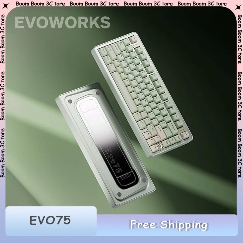 EVOWORKS EVO75 Mechanical Keyboard Wireless Tri-mode RGB Hot-Swap QMK/VIA Custom Aluminum Office Gaming Mechanical Keyboard