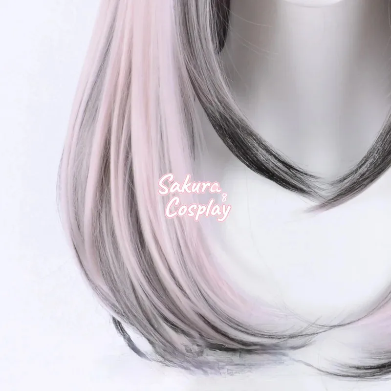 25cosvtuber sukoya kana youtuber cosplay rosa preto gradiente resistente ao calor cabelo sintético halloween carnaval festa + peruca grátis c