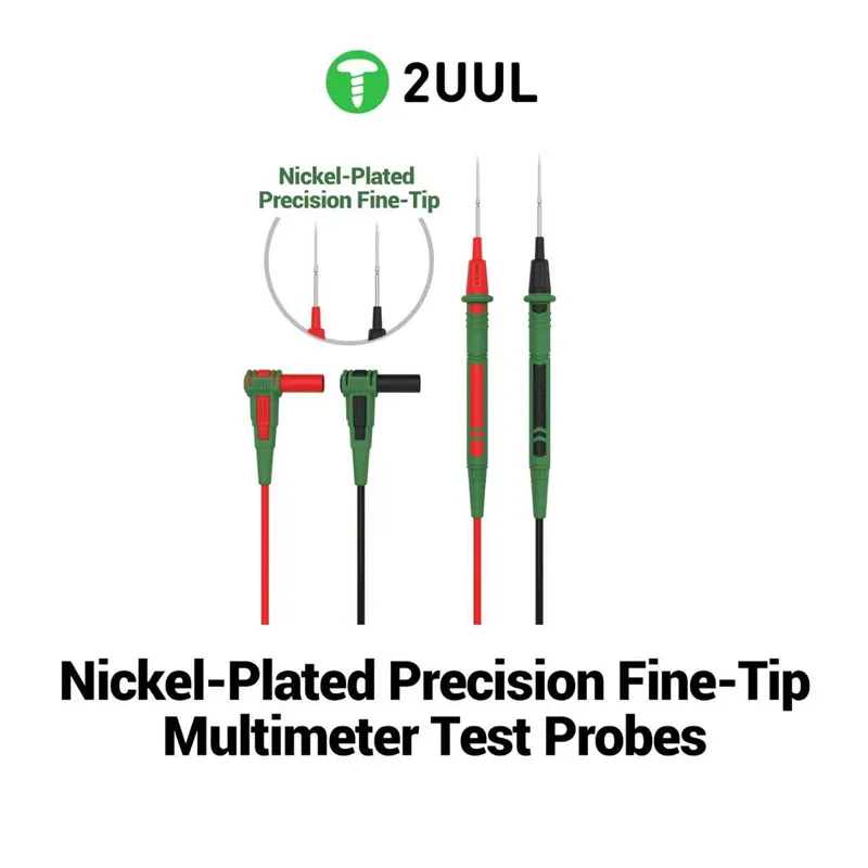 2UUL MT02 Precision Multimeter Test Probes Nickel-Plated Fine Tip Probe Leads for Digital Multimeter Mobile Phone PCB Repair