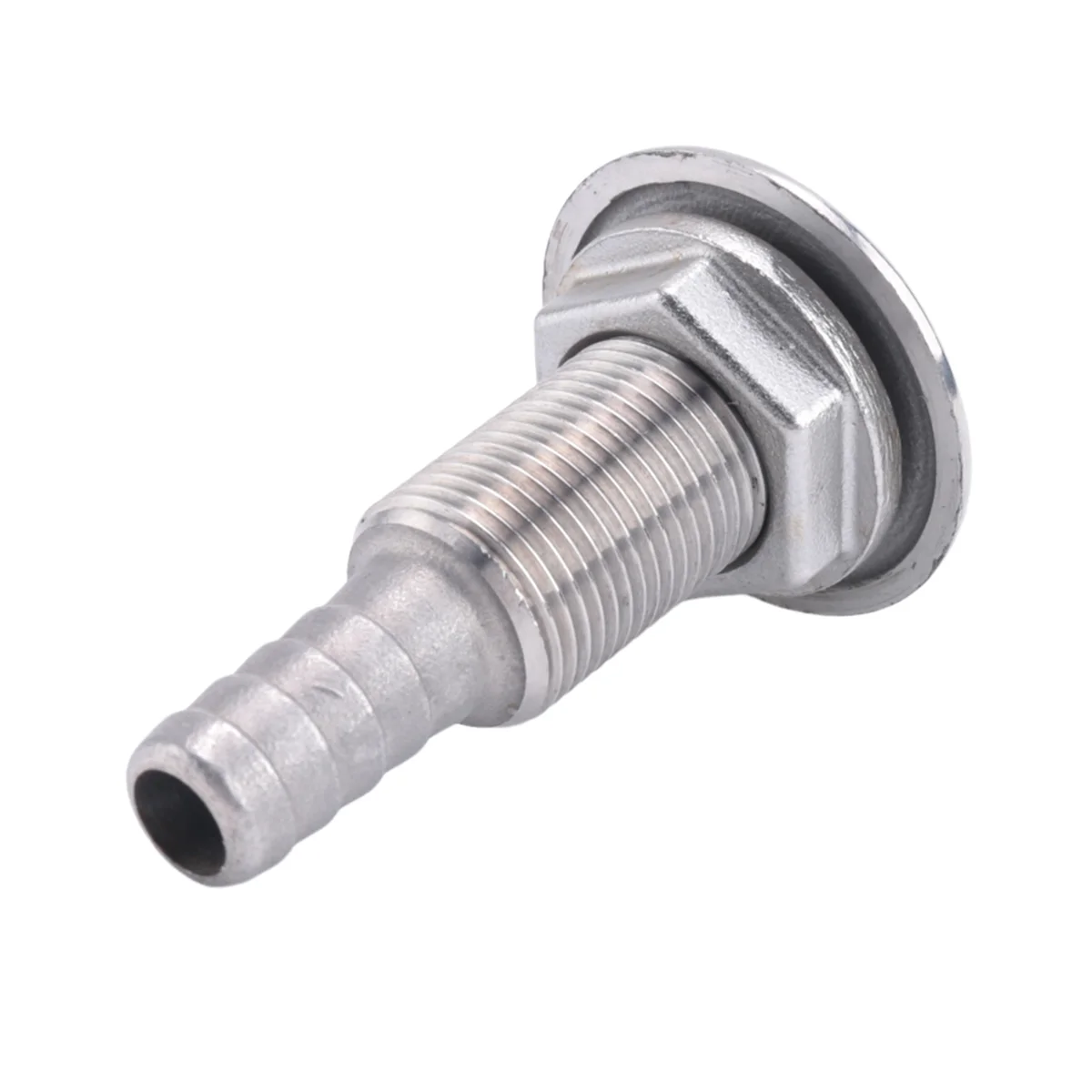 Conector marino caliente, lengüeta para manguera, tubo de drenaje de acero inoxidable a través del casco, conector de drenaje plateado 316 para barco yate 3/8