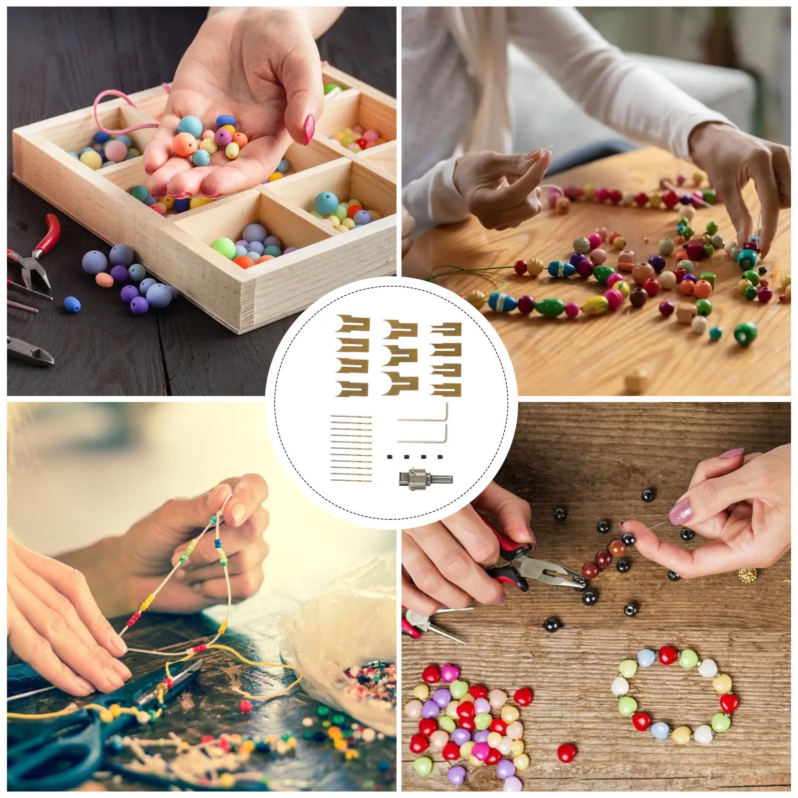 

24Pcs Wood Drill Tool Kit for Wooden Ring Maker Buddha Beads Bead Drill Bit Set DIY Jewelry Craft Woodworking Tool Kit