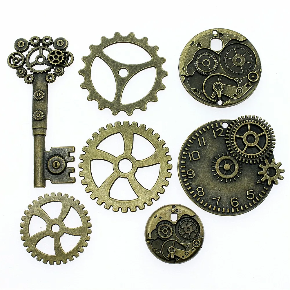 5pcs Antique Bronze Color Gear Steampunk Charm Pendants Jewelry Accessories Steampunk Gear Charms For Jewelry Making