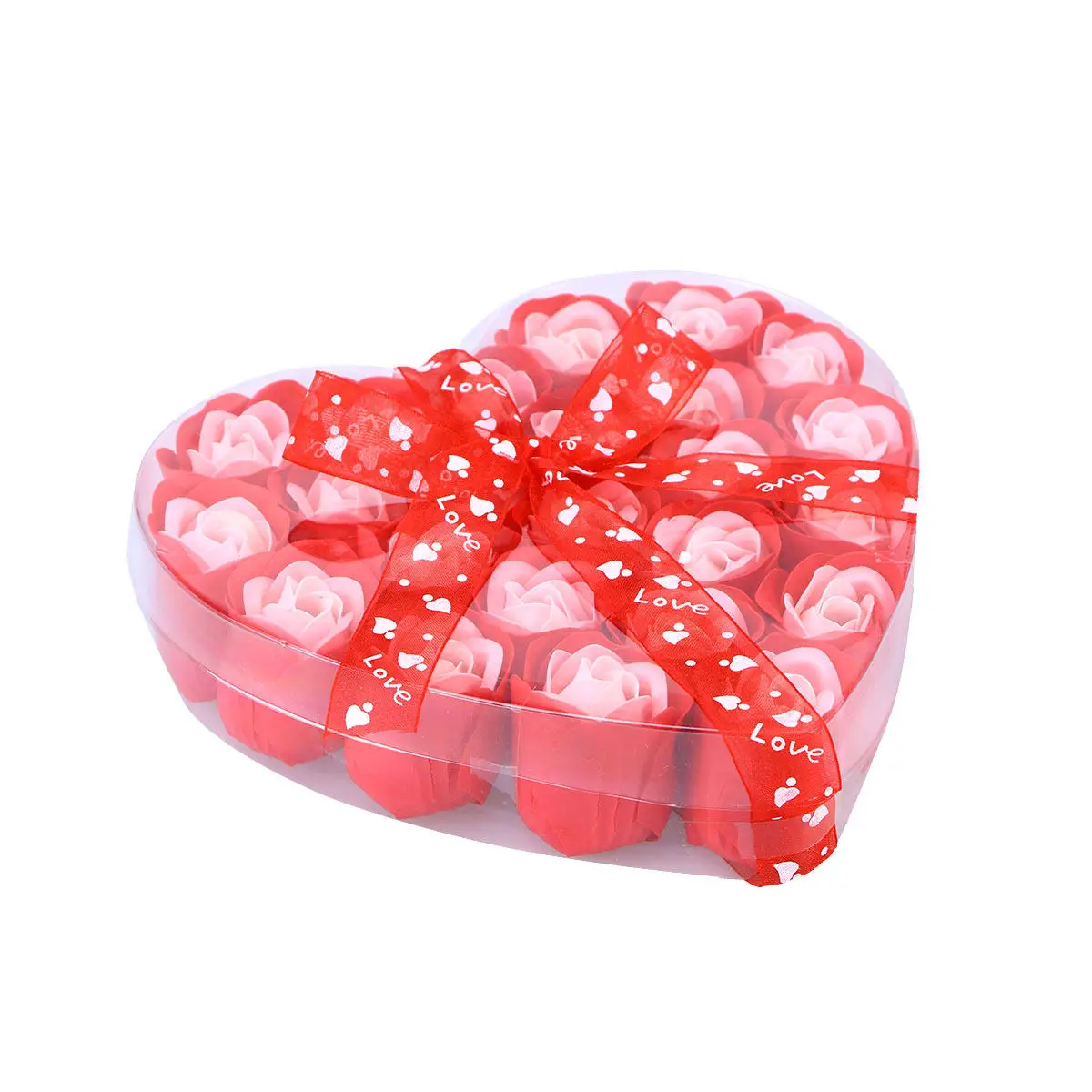 

24Pcs Rose Scented Soap Flowers Heart Shape Box Bath Shower Gift for Friends Family Decor Bath Soap Rose Petal