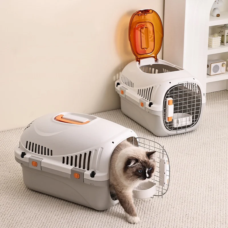 

Outdoor Portable and Breathable Plastic Carriers Pet Air Box Dog Travel Carrier Cat Transport Cage