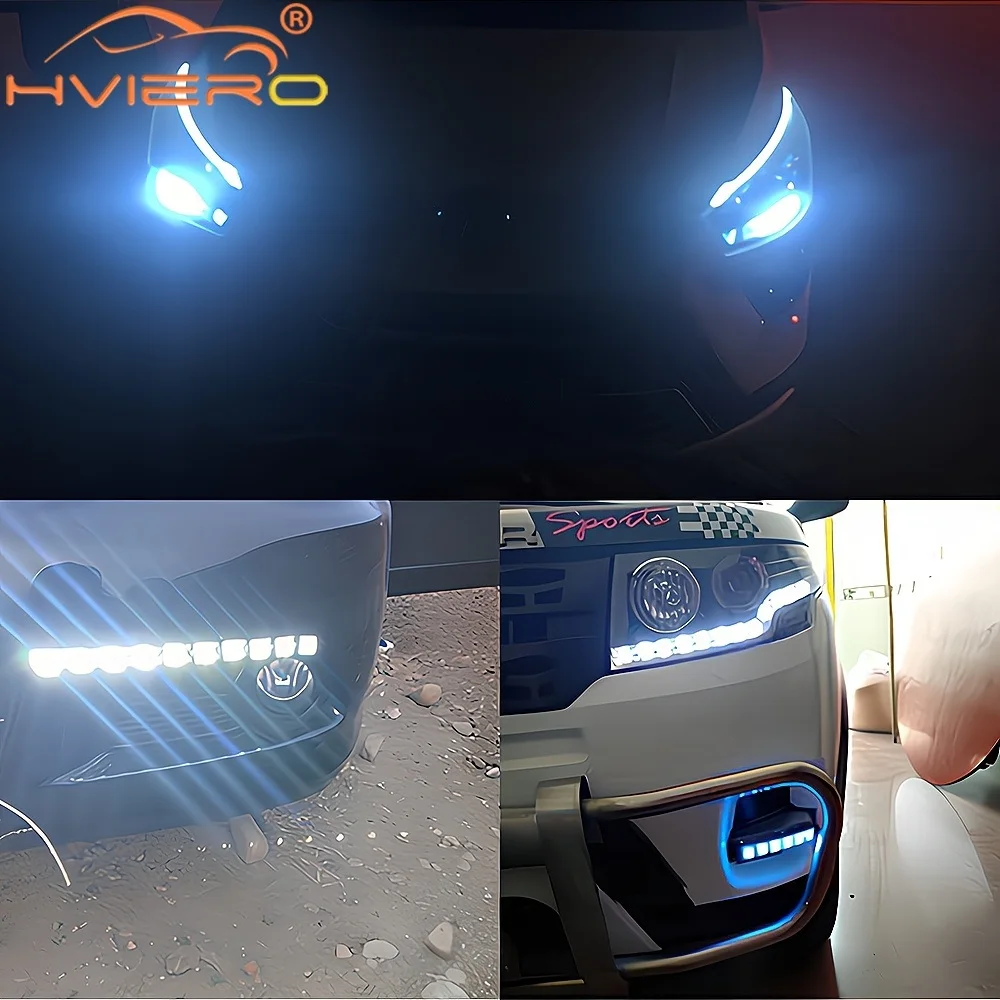 2 pçs carro led drl luz de circulação diurna flexível led branco à prova dwaterproof água condução nevoeiro lâmpadas aviso estilo auto tronco