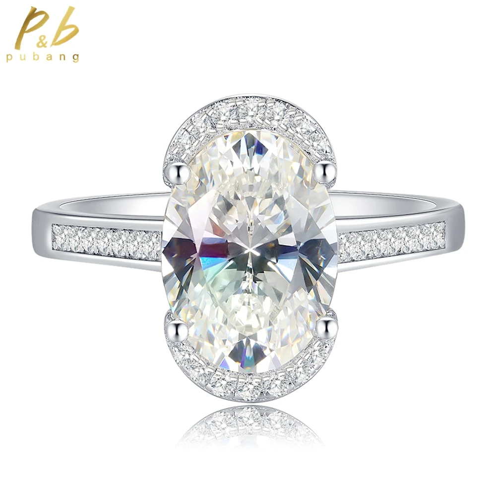 

PuBang Fine Jewelry 925 Sterling Silver Created Moissanite Sparkling Cocktail Diamond Ring for Women Wedding Gifts Drop Shipping