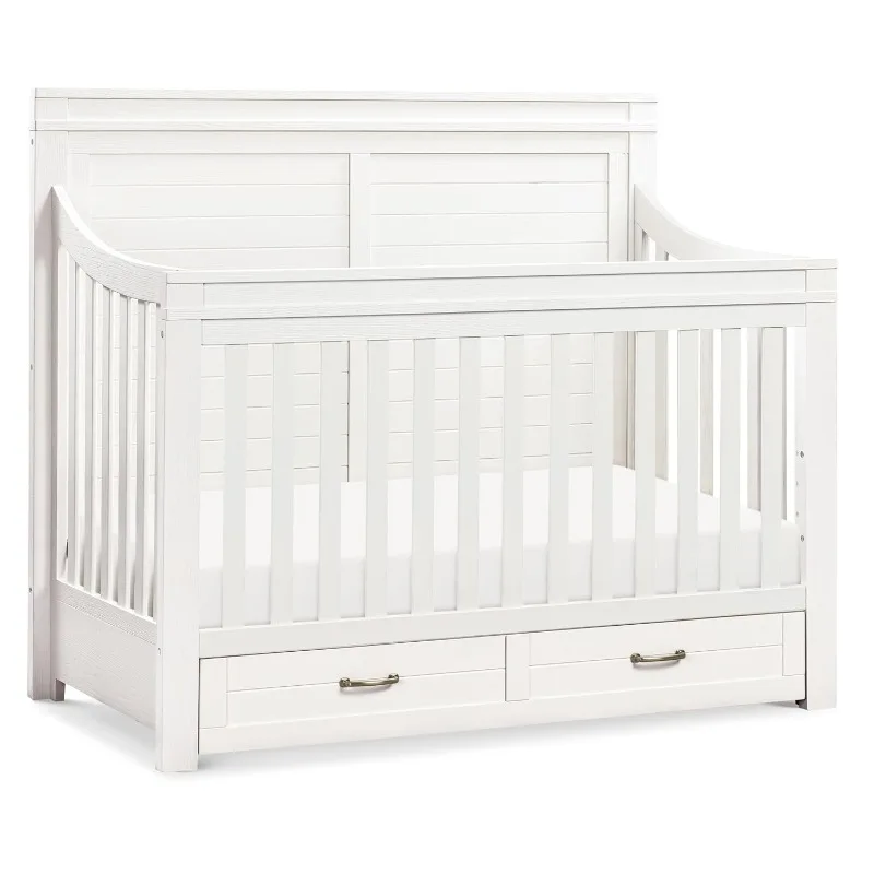 4-in-1 Convertible Storage Crib in Heirloom White, Greenguard Gold Certified