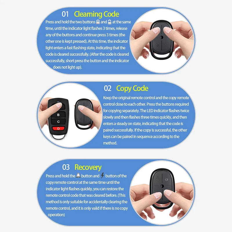 OPPO 433MHz Four Key Copy Remote Control Battery Lane Gate Electric Garage Access Control Key Self Copy Wireless Remote Control