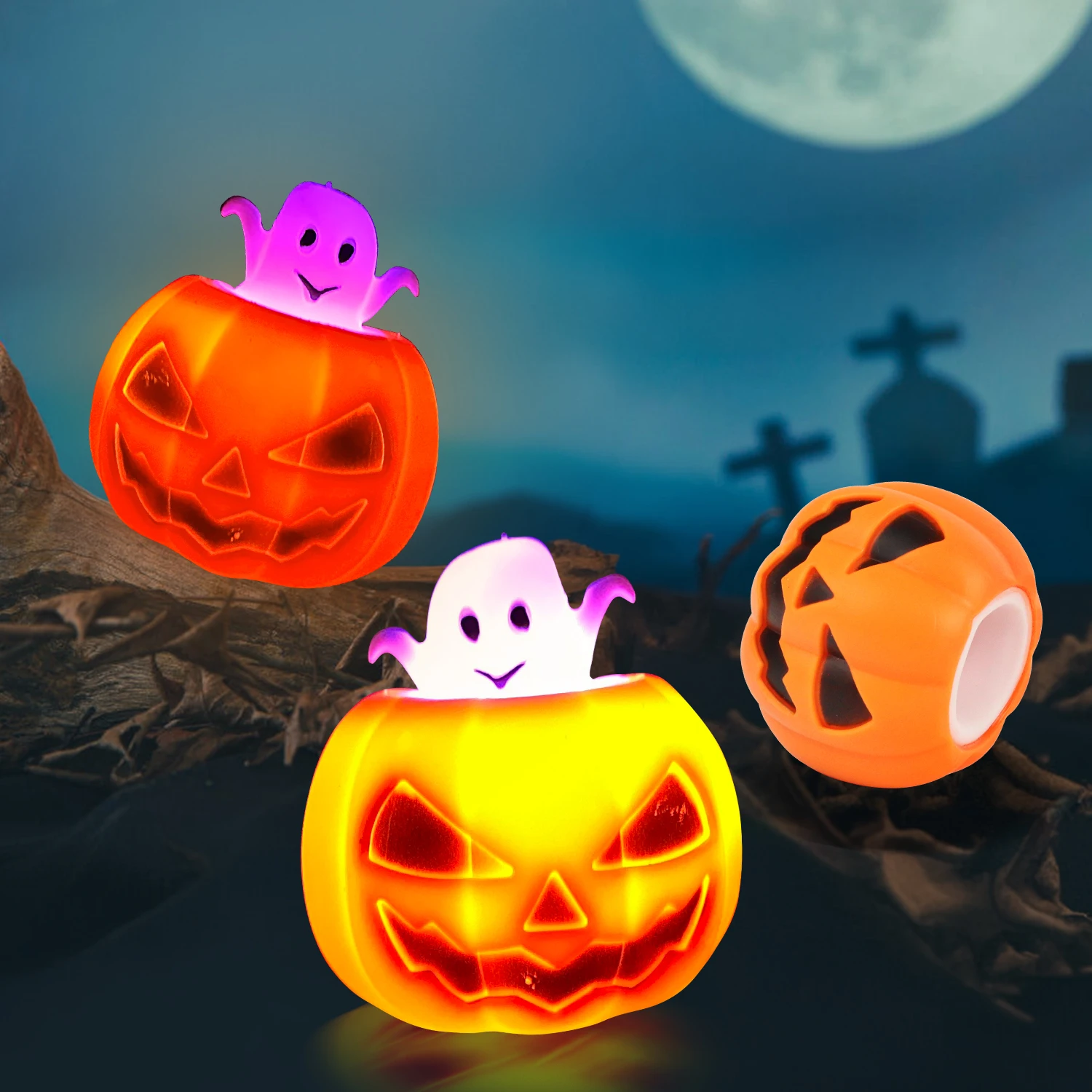 Halloween brilhando abóbora fantasma ventilação, descompressão, copo squeeze, com música, novo