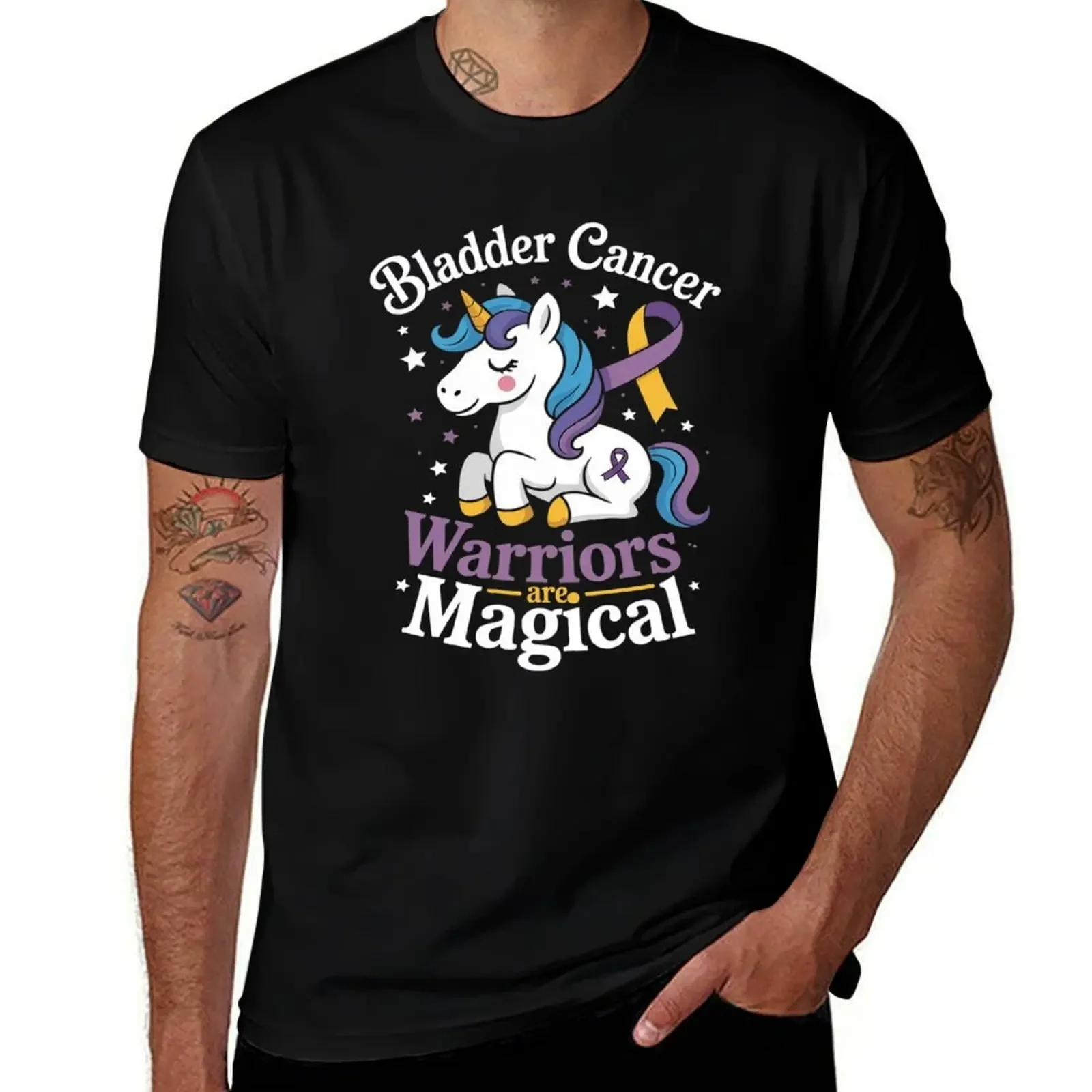 

Bladder Cancer Magical Unicorn Purple Blue Yellow Ribbon T-Shirt customs design your own blue archive men clothes