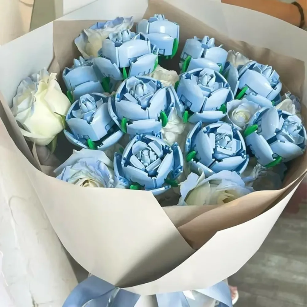 

High Quality DIY DIY Bricks Roses Flower Ornament Puzzle Flower Building Blocks Children Gift Model Building Blocks