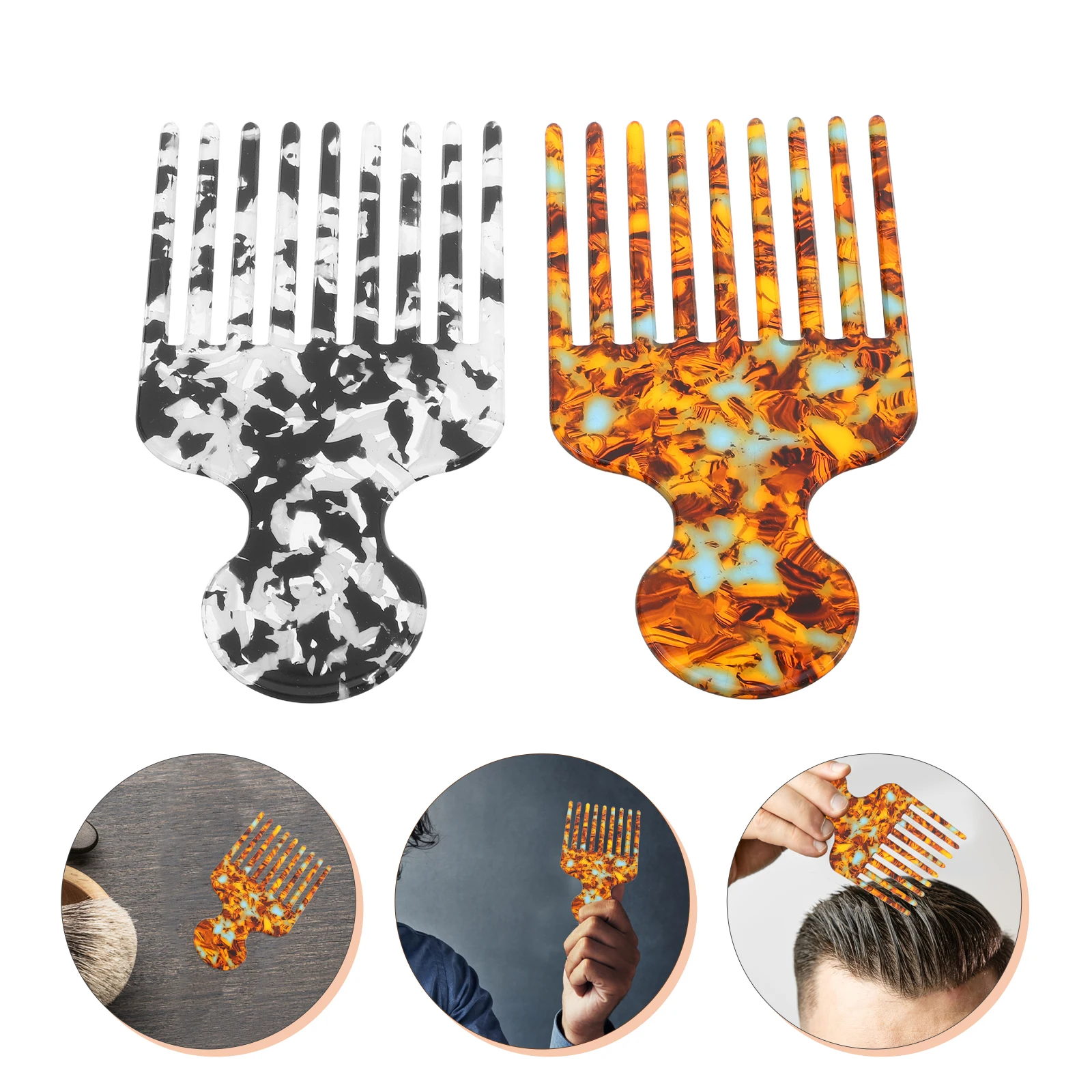 2pcs Stylish Acetate Hair Comb Anti-Static Fine Tooth Salon Professional Balayage Highlight Teasing Pick Comb For Women Curly