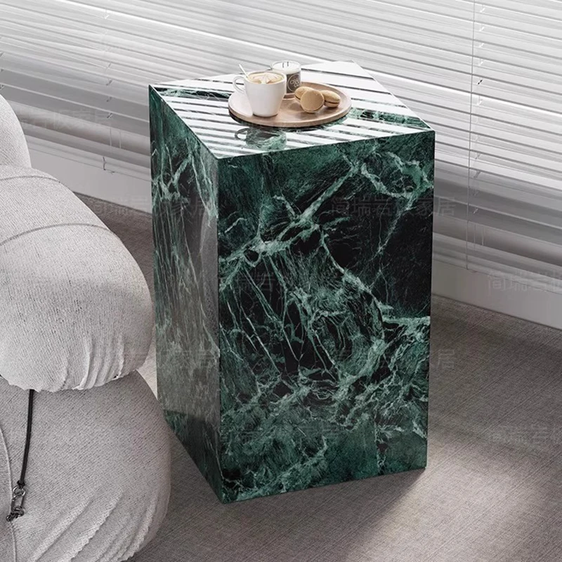 Customized Hotel Vase Decorations Display Stand Square Corner Table Italian Light Luxury Style Bulgari Marble Slab Side Table