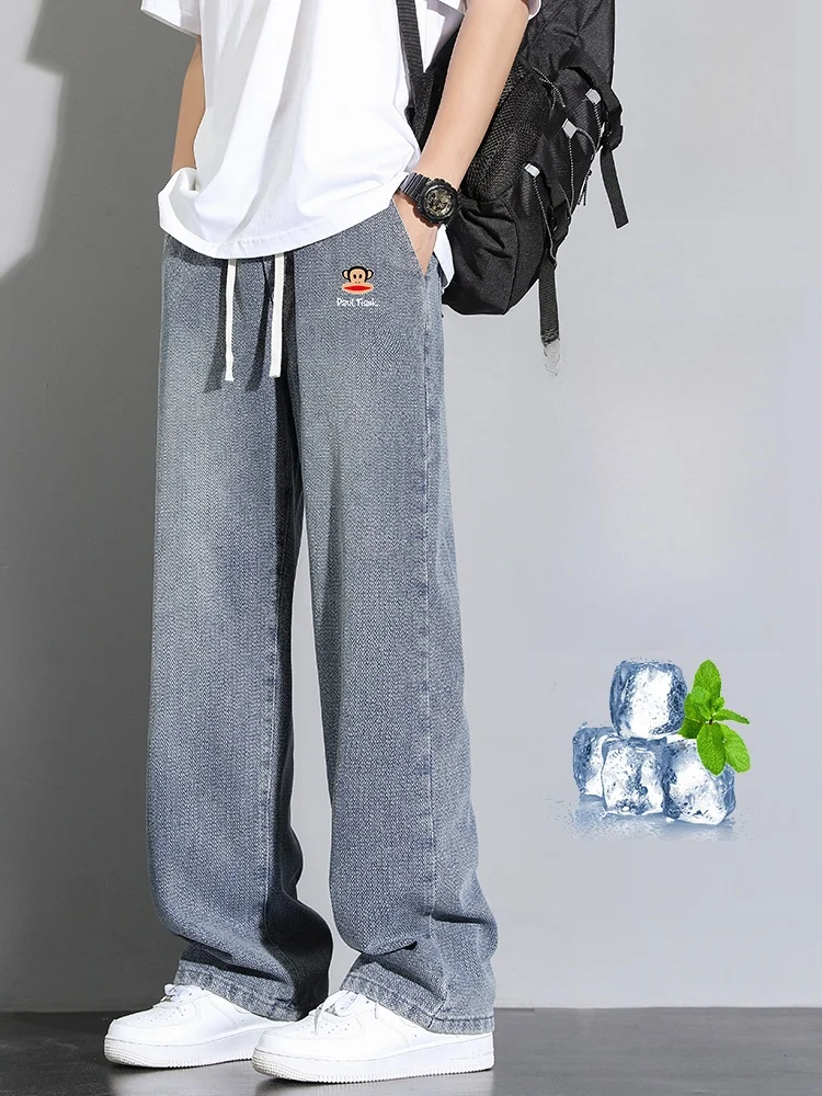 

Мужские свободные прямые джинсы Paul Frank с звездным принтом, средней посадкой, длинные, тонкие, из смесового хлопка и полиэстера, летние, модные