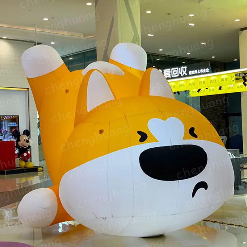 送風機付きの膨脹可能な愚かな犬、動物ベースのエアモデル、屋外広場やショッピングモールのプロモーションおよび装飾小道具