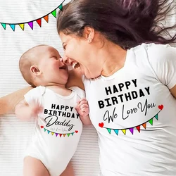 Feliz cumpleaños papá te amo familia camiseta a juego mono de bebé bandera Multicolor impreso ropa de manga corta regalo de cumpleaños