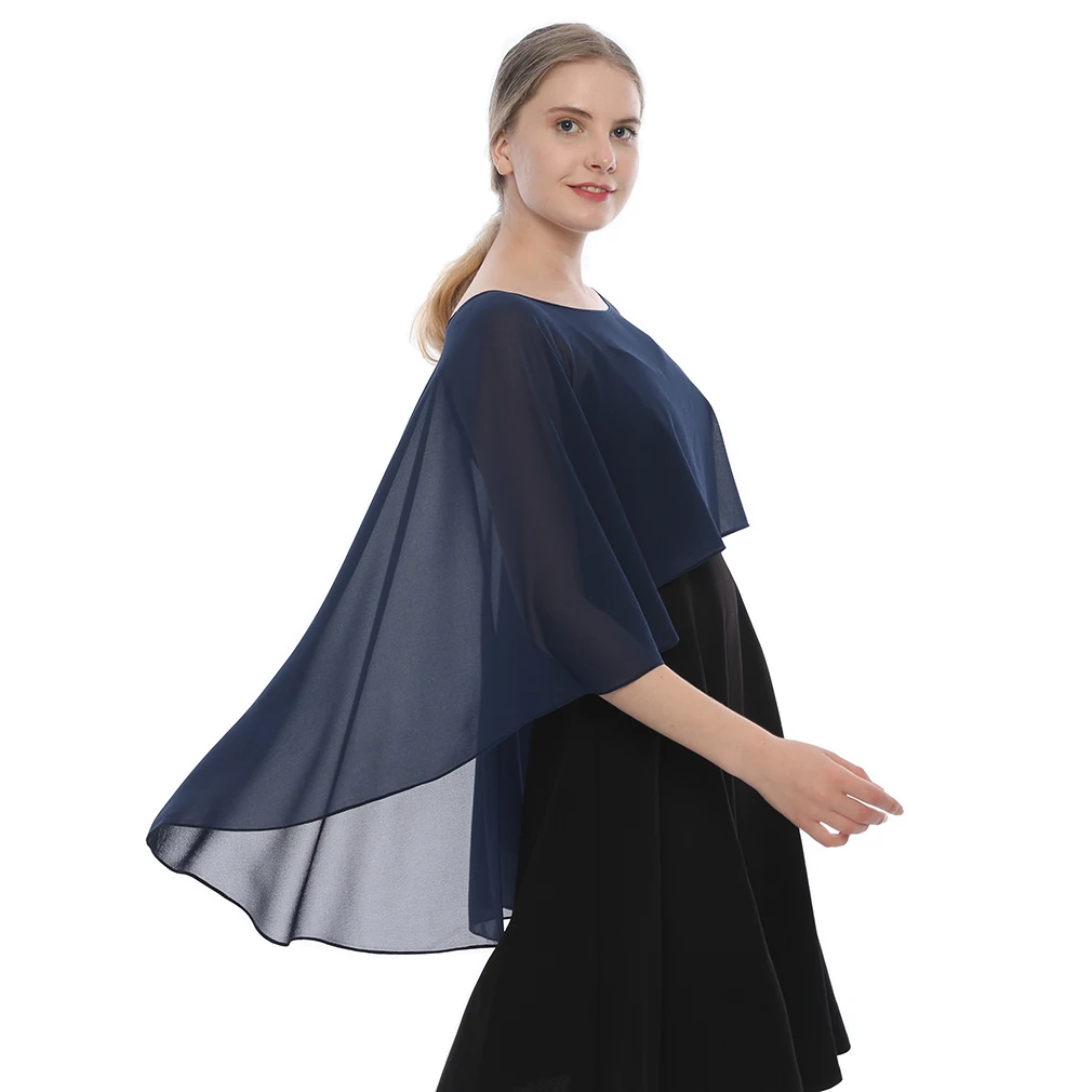 Women Chiffon Capes Shawl Ladies Wedding Cape Shrug Ladies Bridal Lightweight Long Shawl and Wraps Evening Dress Cover Up