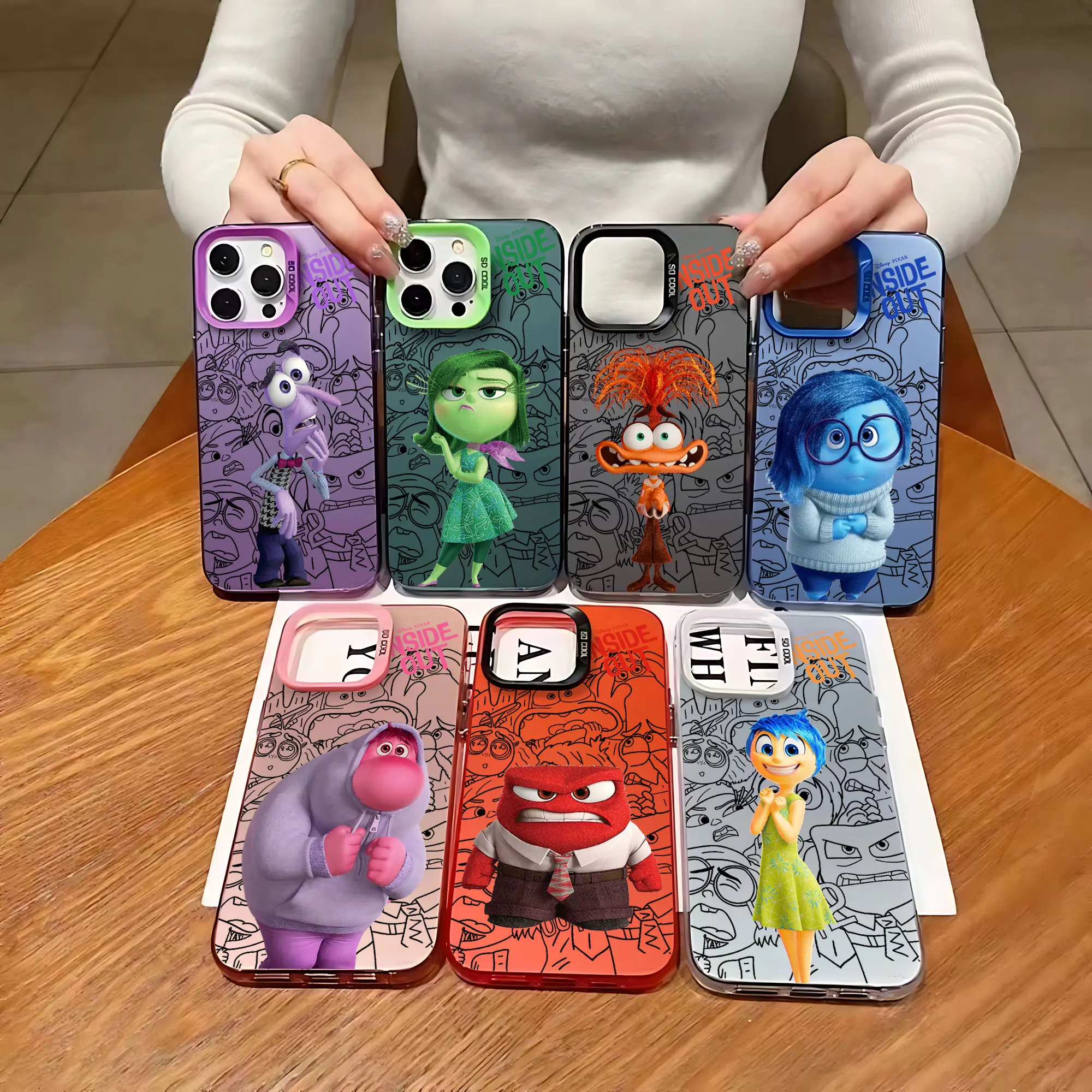 Cute Insides Out 2 Phone Case For iPhone 16 15 14 13 12 11 Pro Max X XR XSMAX 8 7 Plus Candy Matte Shockproof Back Cover