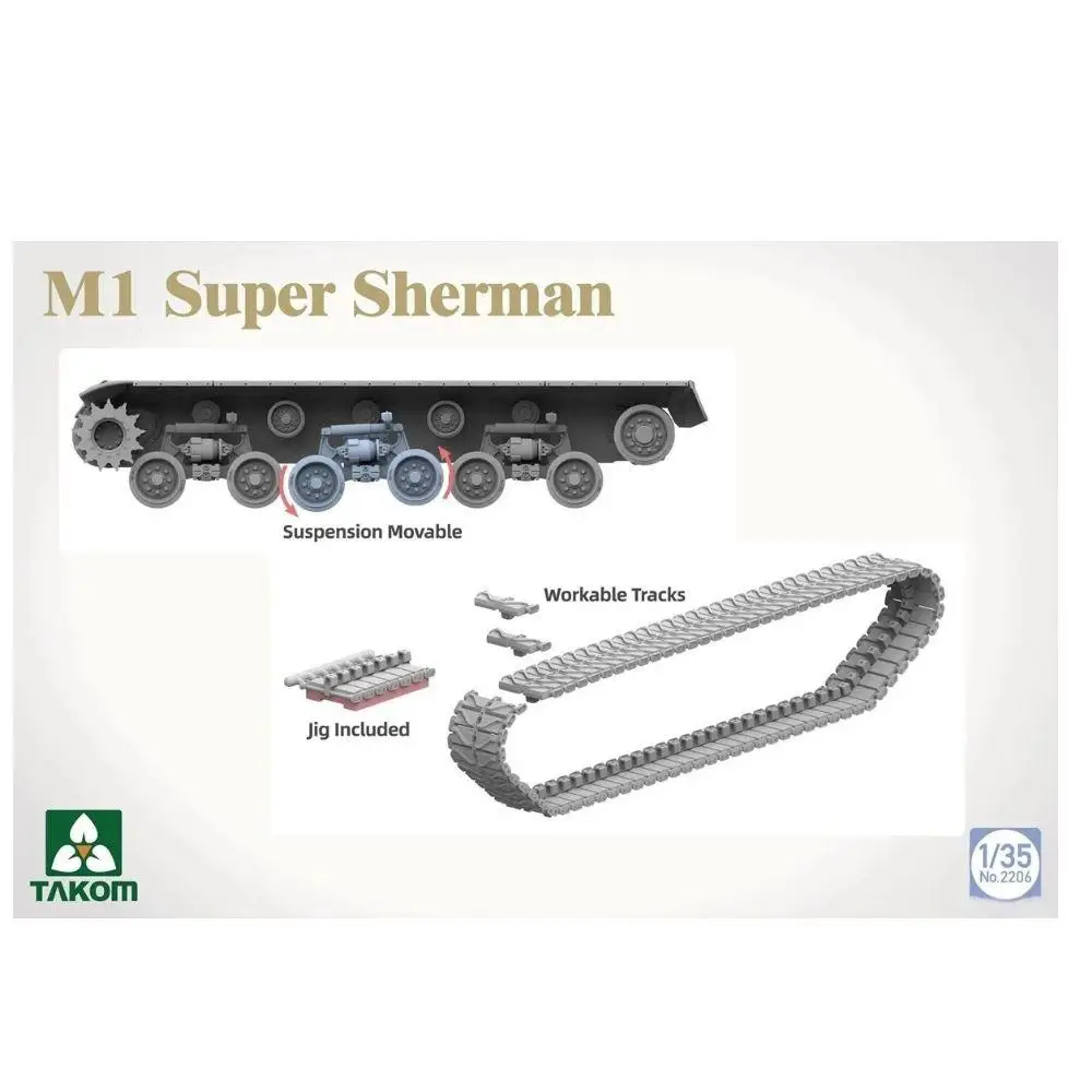 TAKOM 2206 Kit modello di assemblaggio militare carro armato Super Sherman M1 della Seconda Guerra Mondiale in scala 1/35