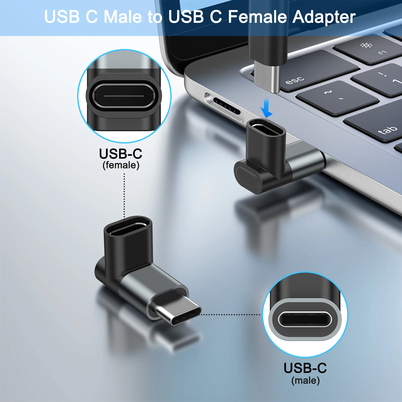 L Shape Type C to Type C 3.2 Adapter USB C Male to USB C Female 100W Fast Charging Converter For iPad MacBook Nintendo Switch