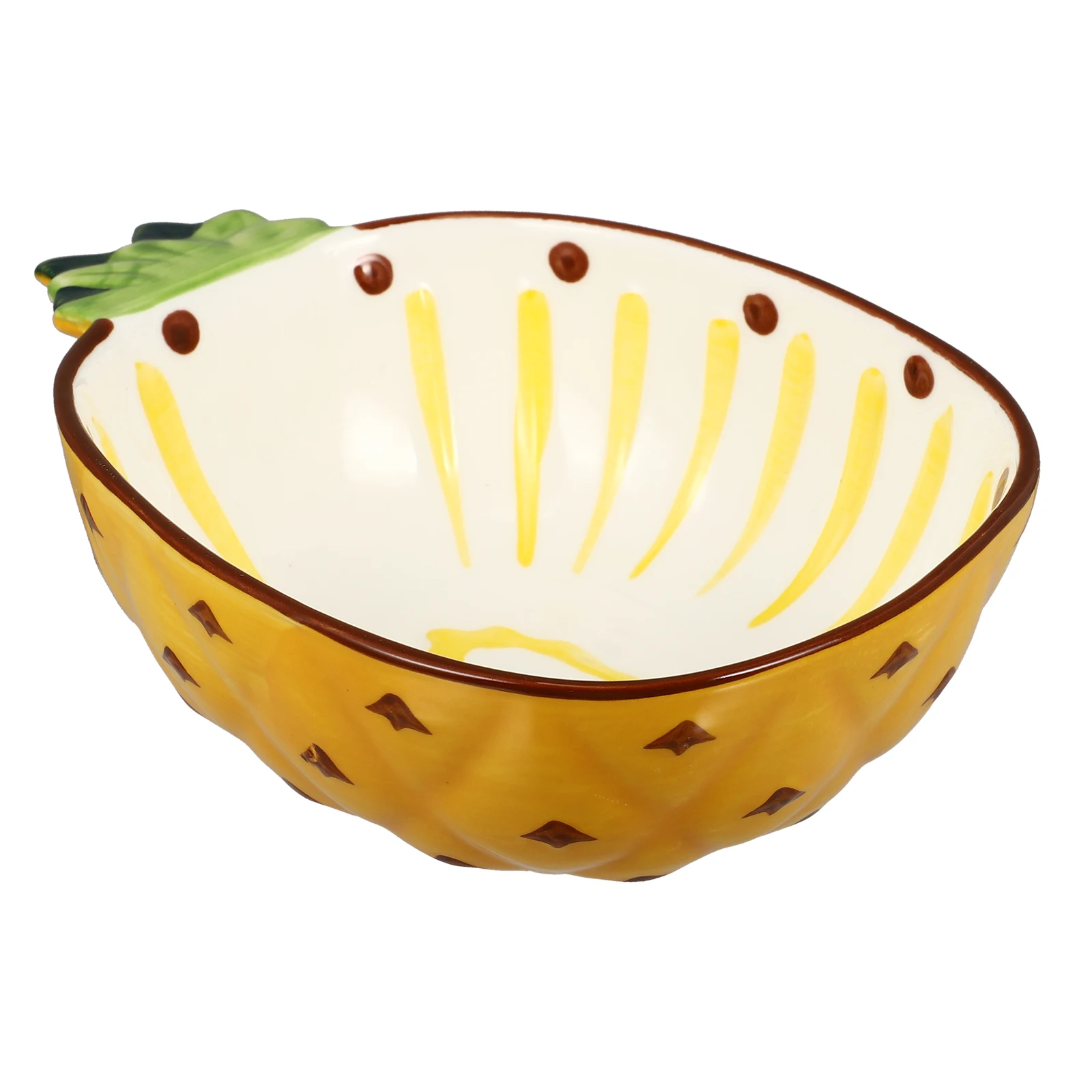 

1Pcs Hand Painted Pineapple Ceramic Fruit Salad Bowl Creative Cartoon Style Fruit Shaped Bowl for Fruits Snacks Dessert