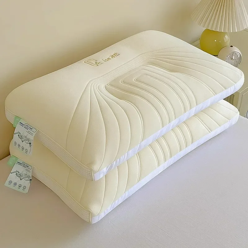 

Four Season Ice Silk Soft Sleep High Pillow Supports Protects The Neck Used Side Sleeping Cotton Pillows For Bedrooms Offices