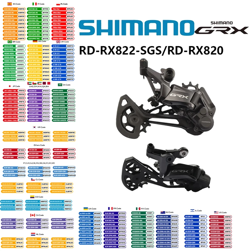 

Shimano GRX 12s Rear Derailleur SHADOW RD+ RD-RX822-SGS For 10-51T Cassette RD-RX820 For 11-34/36T Cassette For Mountain Bike