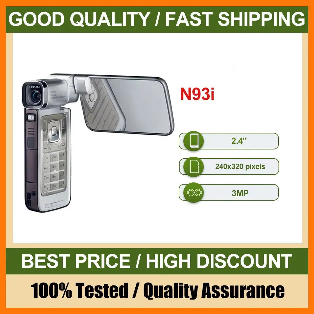 هاتف محمول N93i أصلي مصنوع في فنلندا يدعم اللغة الإنجليزية بحالة جيدة
