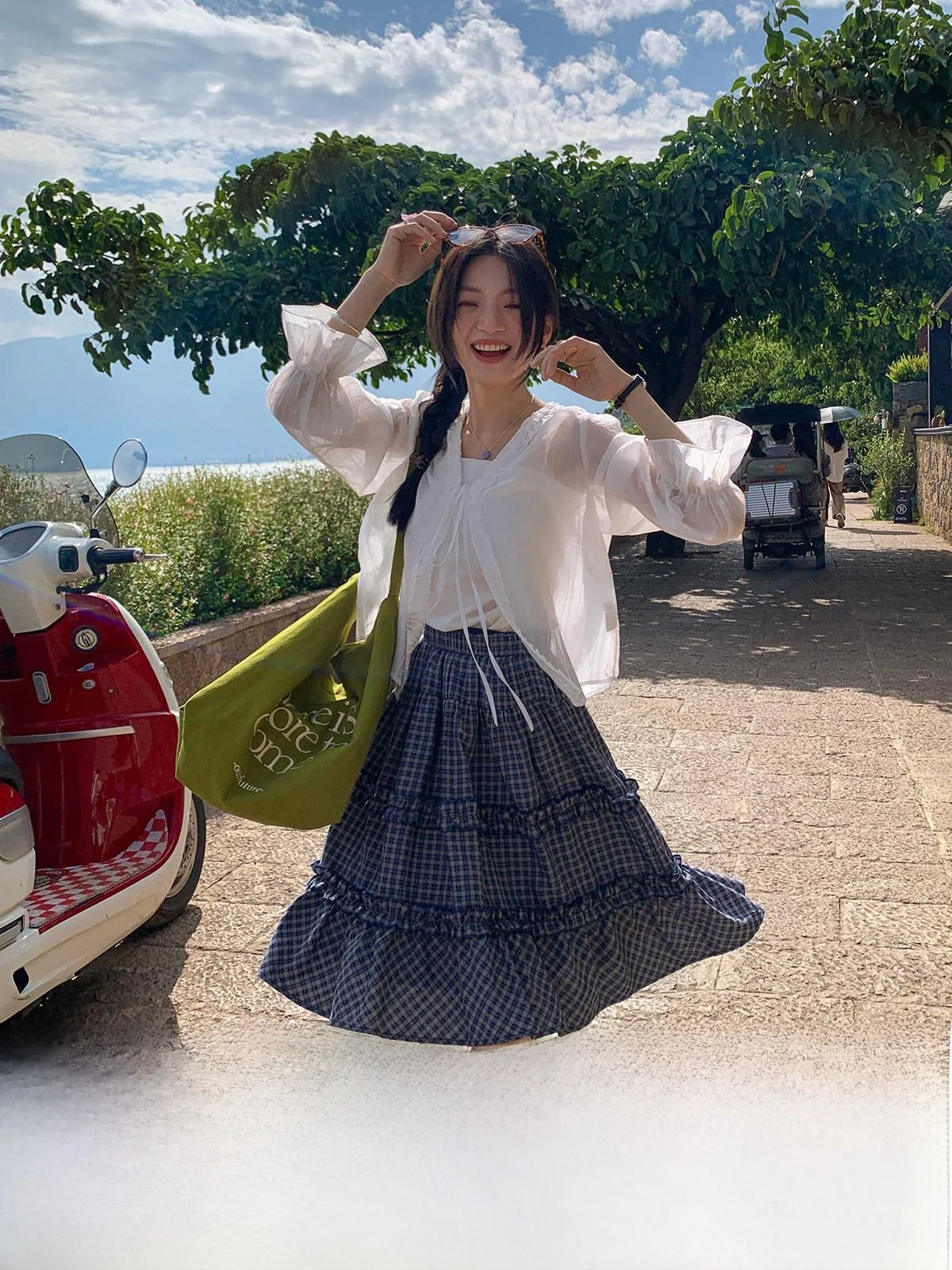 

Летний женский кардиган SISILYON из шелковой смеси с V-образным вырезом, кружевной отделкой, расклешенными рукавами, дышащий, приятный для кожи, в корейском стиле