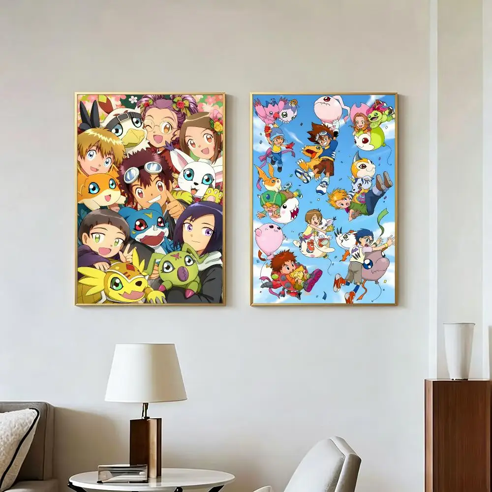 Anime Drama Digimon Poster Peel And Stick Wall Art Self Adhesive PP Waterproof Wall Decor Living Room Bedroom Gift