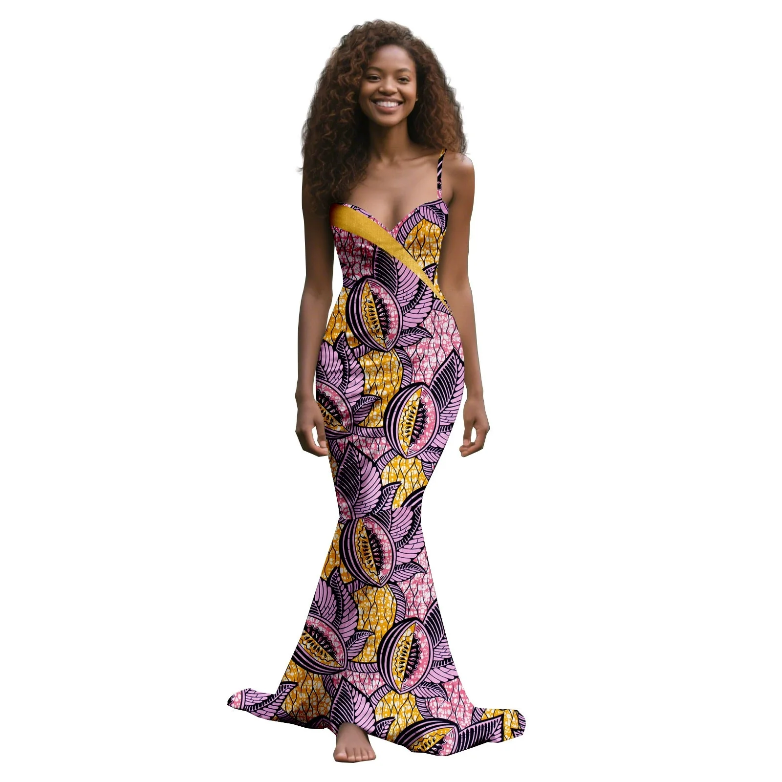 

New Fashion African Women's Dashiki Printed V-Neck Sleeveless Floor-Length Patchwork Dresses Ankara Casual Party Wedding Dresses