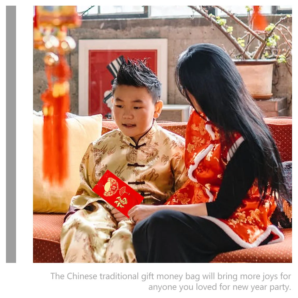 36 Pcs Lai Shi Feng Hong Bao New Year Money Bags Chinese Red Envelopes 2023 Wallet Festive Design Packets Lunar Paper Character