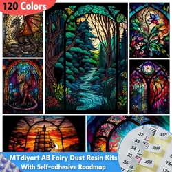 Stained Glass 120 Colors Resin Diamond Painting With Sticker 5D DIY Forest Flower Animal Dragon Full Drill 2024 Wall Decor New
