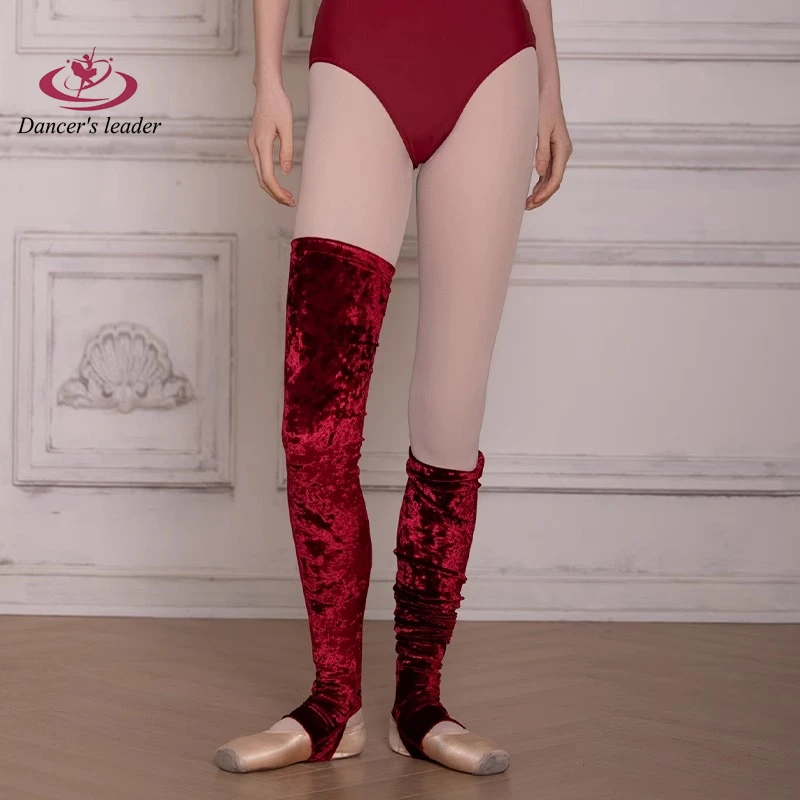 Ballet Dance Costumes, Socks, Autumn and Winter Warm Leg Protection, Long Socks, Christmas Red Velvet Ballet Socks